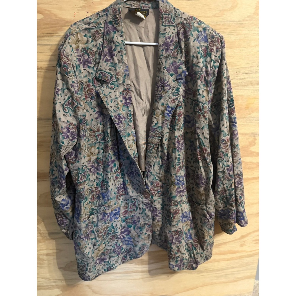 Vintage Toni Garment 2X Floral Paisley Blazer Jacket Cottagecore